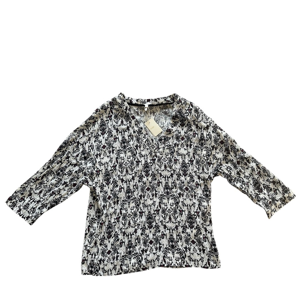 Maje Leopold Printed V-Neck Top NWT Size 2 | Paris Designer Blouse